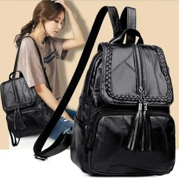 Zaino nero alla moda e versatile Mini borsa a tracolla piccola Design in tela Zaino da viaggio sportivo impermeabile unisex