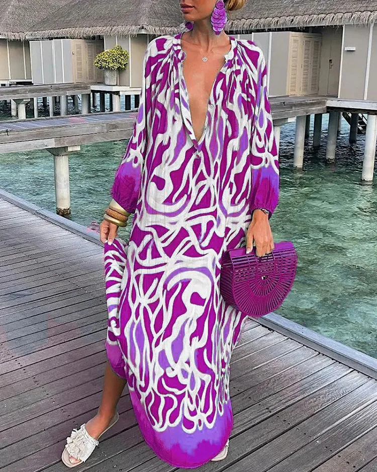 Vintage Deep V-neck Kaftan