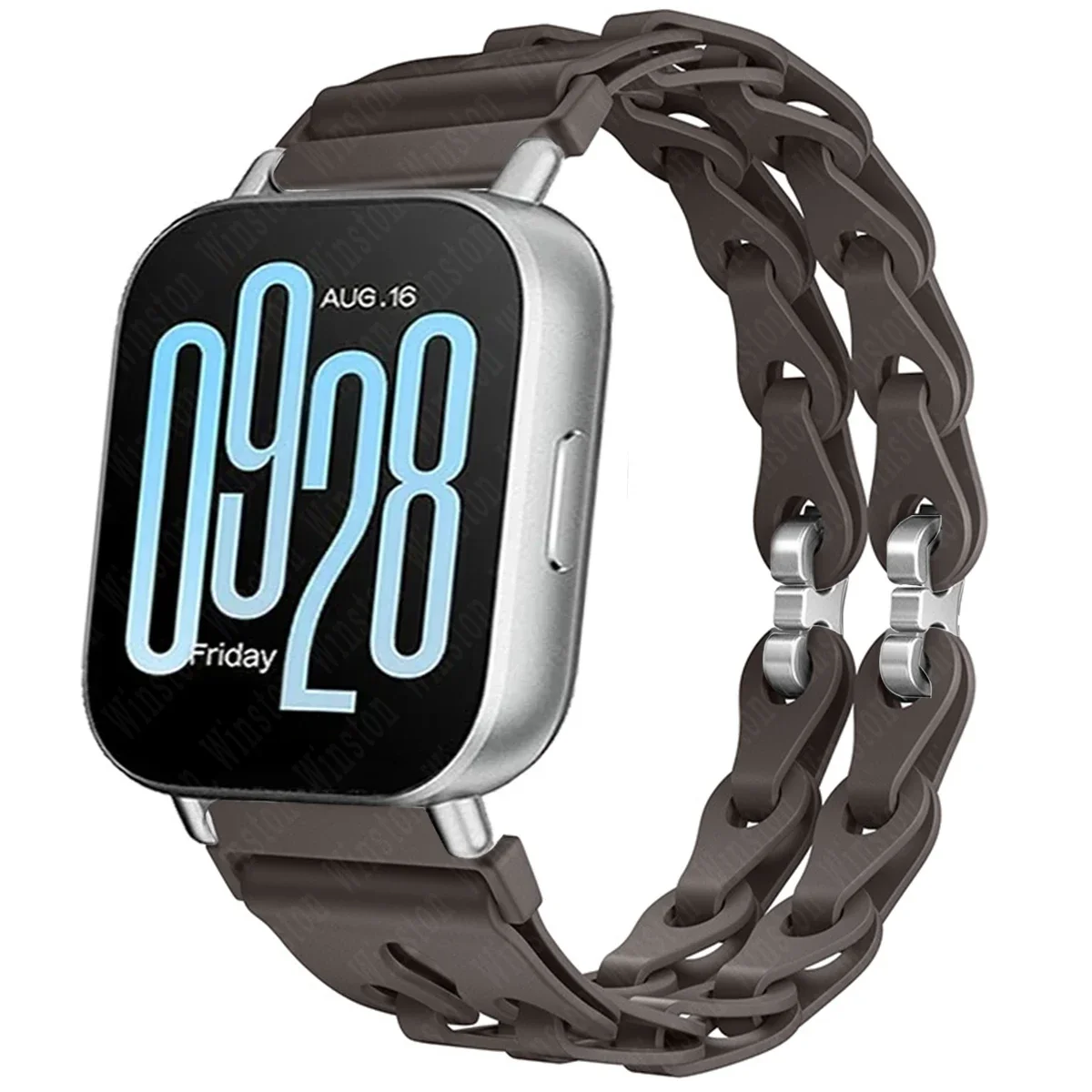 Enhanced Silicone Chain Strap for Smartwatch, 22mm Wristband Bracelet Replacement Accessory