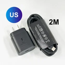 High - Speed 25W USB - C Fast Charger with Multiple Cable Length Options - Black US with 2M