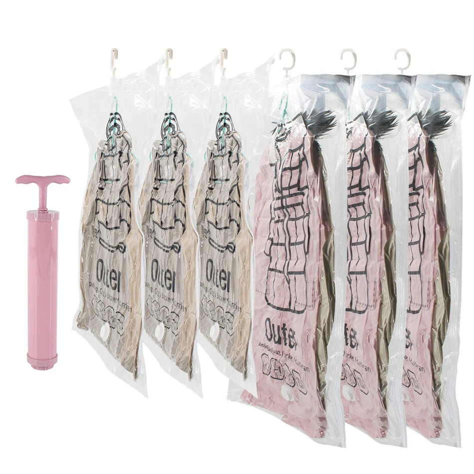 

Vacuum Bag Bag Organizer Wardrobe Storage Bag,for Closet With Hanging Compressed Clothes Storage Seal Saving Hanger,space
