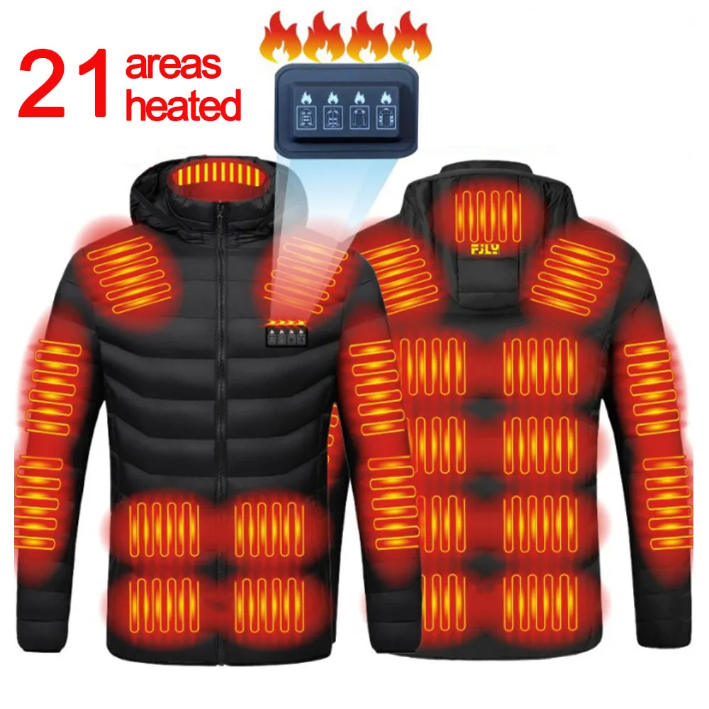 Men 19 Areas Heated Jacket USB Winter Outdoor Electric Heating Jackets Warm Sprots Thermal Coat Clothing Heatable Cotton Jacket 2