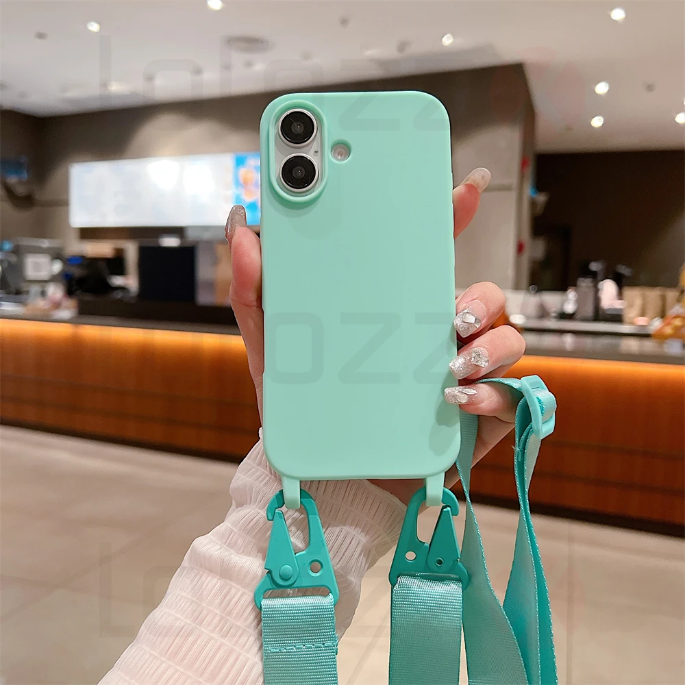 Luxury Crossbody Necklace Cord Strap Case For iPhone 16 15 14 12 11 13 Pro Max XR X XS 7 8 Plus Soft Shockproof Protection Cover_voghion.com