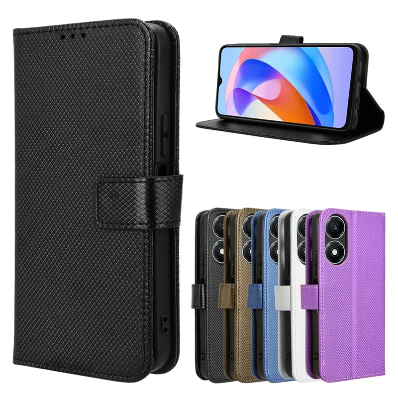 Simpatica Custodia In Stile Flip Book Per Honor X5 Plus Custodia Per Portafoglio Per Honor X5 + X5 Plus Tinta Unita Con Cordino