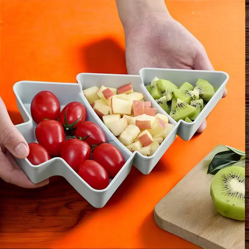 Plastic Serving Tray Snack Bowl Snack Dish Creative Christmas Tree Shape Candy Snacks Nuts Dry Fruits Breakfast Tray Wedding Party Dessert