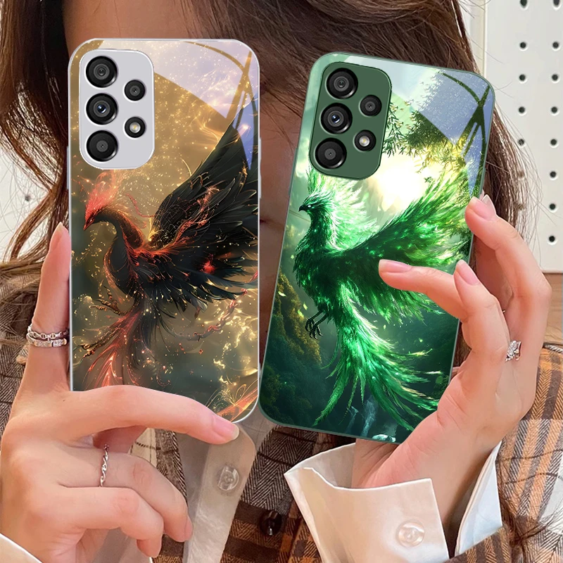 Golden Phoenix Unfolding Tempered Glass Phone Case