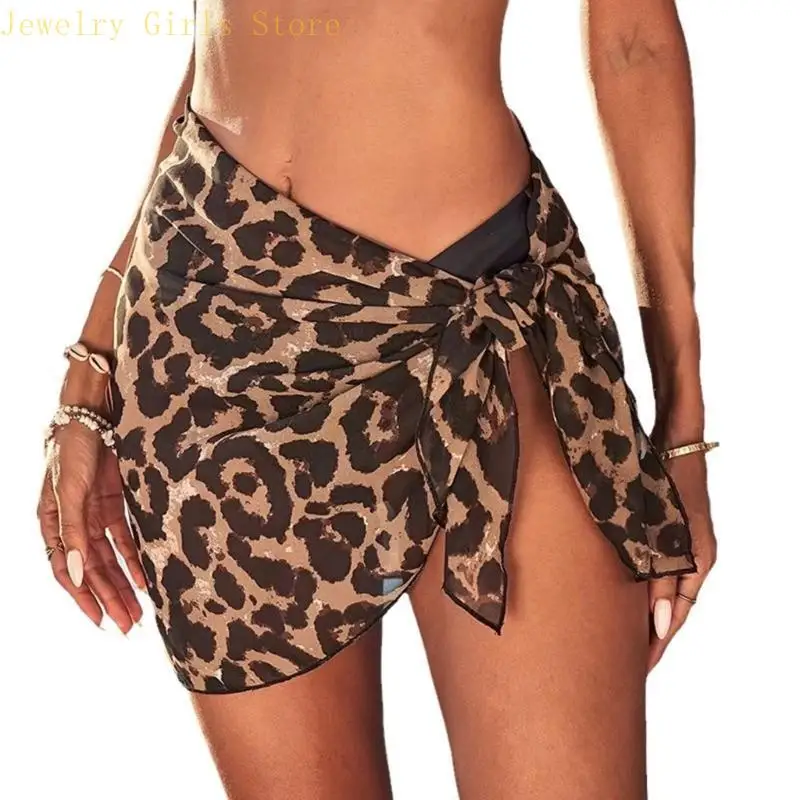 Women Beach Sarongs Beach Cover Up Leopard Print Beach Wrap Sarongs Skirt Sarongs Bathing Suit Swimsuit Wrap Skirts 4