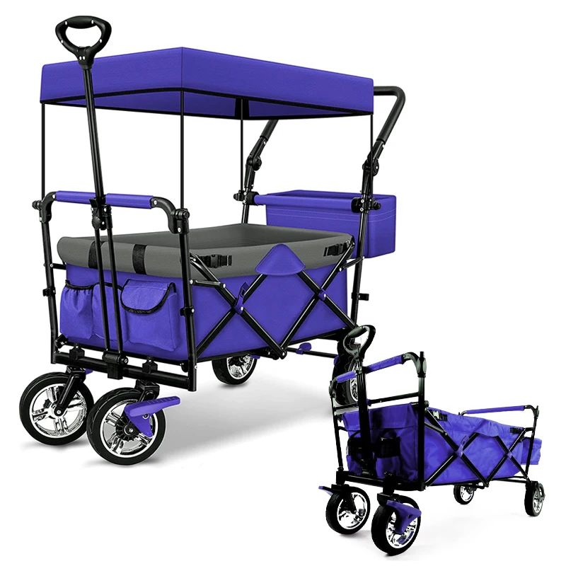 

High Quality Folding Stroller Garden Beach Camping Wagons Kids Canopy Wagon Sturdy Frame Storage Shopping