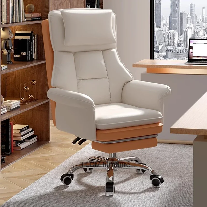 

Ergonomic Makeup Office Chair White Cushion Conference Wheels Relax Armchairs Mobile Hand Cadeira Presidente Office Furniture