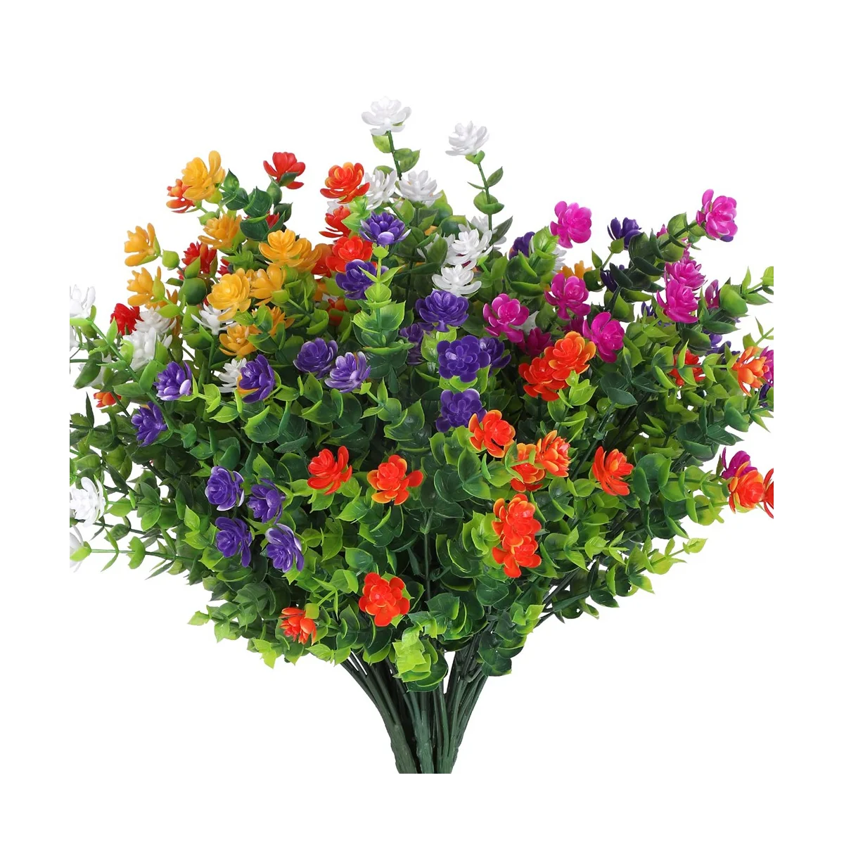 

10PCS Bundles Artificial Flowers Outdoor Artificial Flowers UV Resistant No Fade Faux Plastic Greenery Shrubs Plants