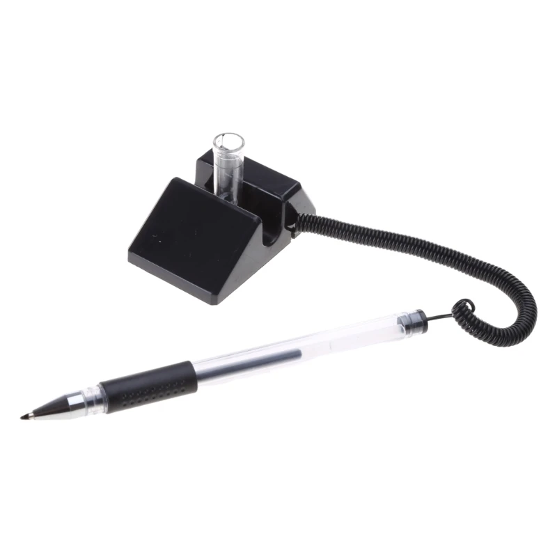 Reception Desk Pen 6pcs Secure Counter Pens with Adhesive Chain and Holder 3