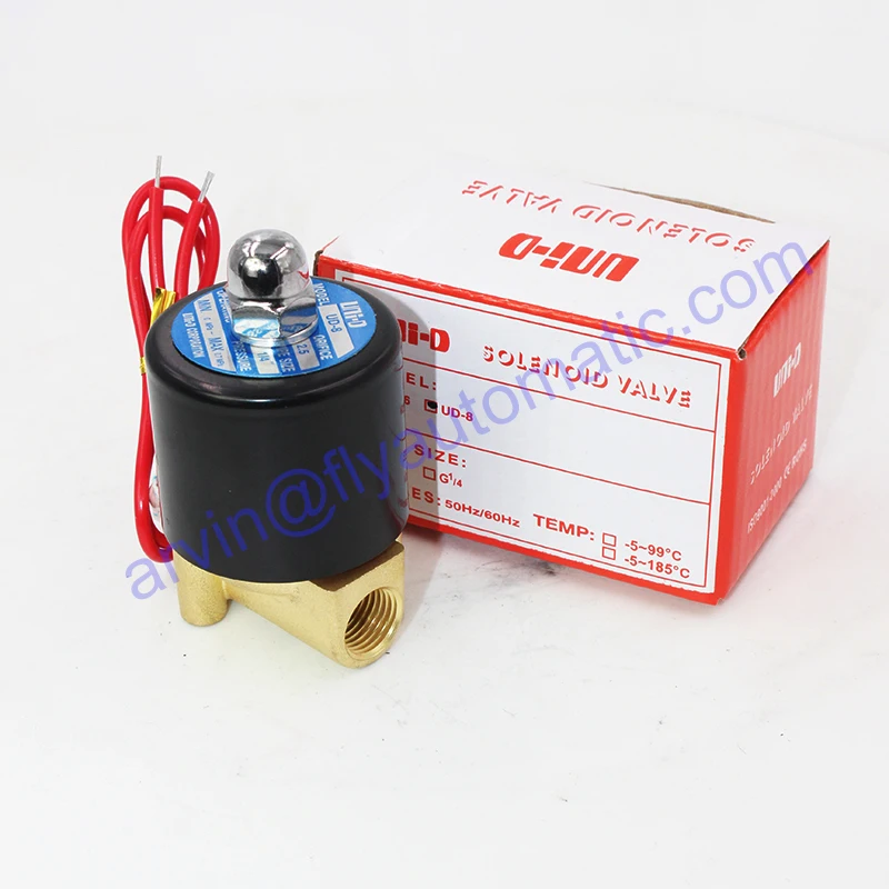 

UNID UD-8 G1/4" 2/2Way Water Valve AC220V Brass Solenoid Valve Normally Closed Conductive