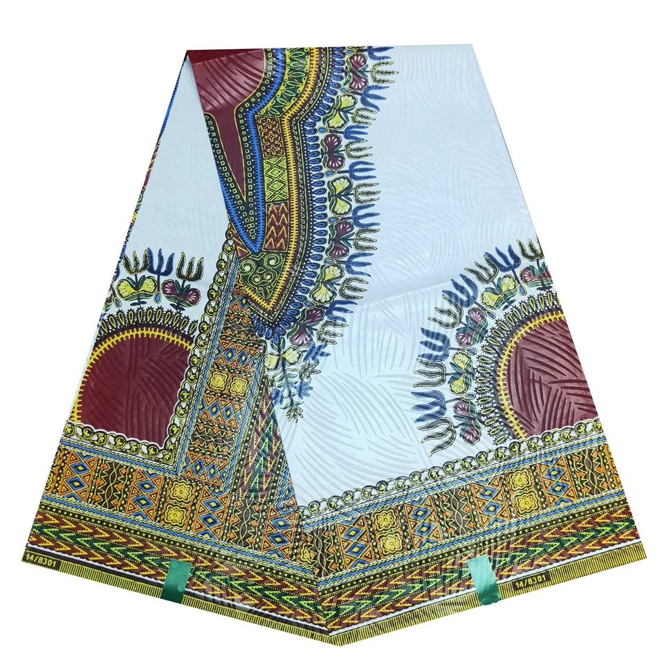 African Wax Dashiki Fabric, Real Kente Batik Pagne, White Fashion