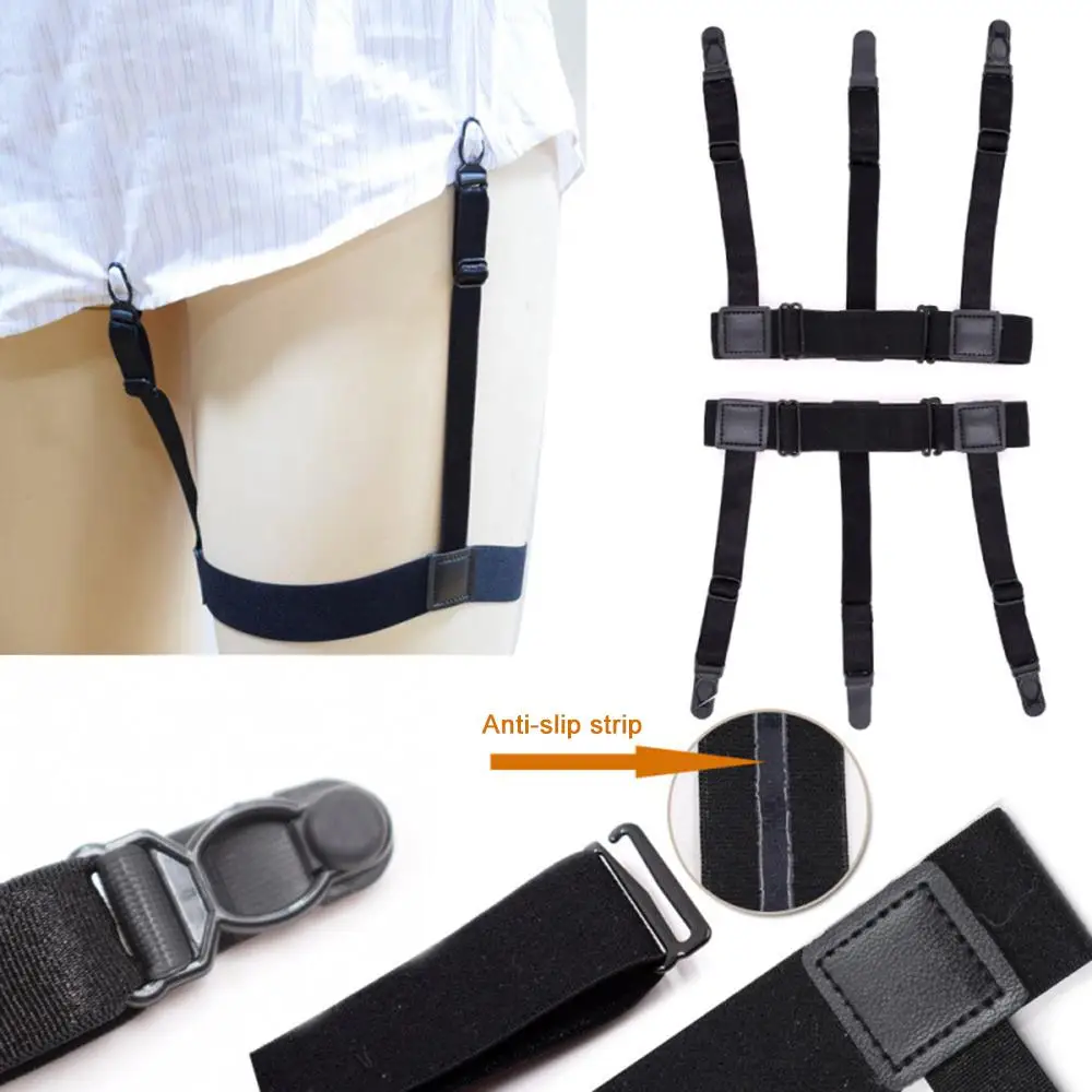 Male Shirt Garters Belt Stays Holder Non Slip Elastic Locking Clamps