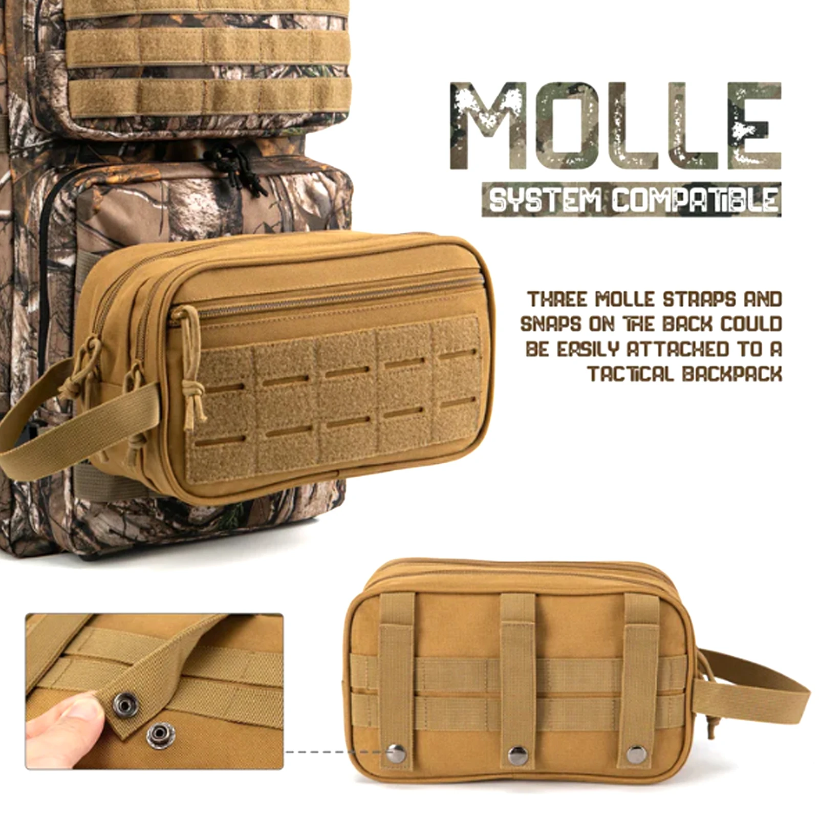 Waterproof Tactical Toiletry Bag for Men with Molle Pouches