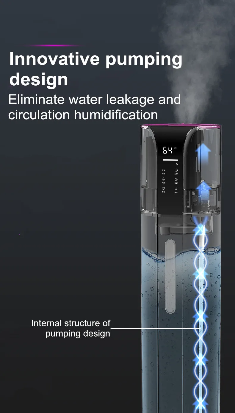 Description Picture 5 of itemHumidifiers Large Room Bedroom with 7 Colors Light, 2.1Gal(8L) 3 Speed Quiet Ultrasonic Cool Mist Humidifier with 360° Nozzle, H