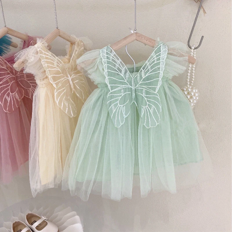 

Butterfly Wings Baby Girls Dress Fashion Embroidery Summer Little Princess Dresses Kids Birthday Party Gift Toddler Girl Clothes