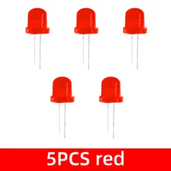 Enhanced Multicolor LED Kit - RGB Tricolor & Monochrome for DIY Lighting Projects (5pcs red)