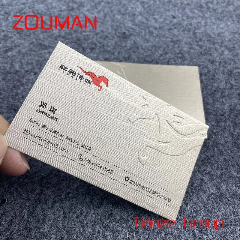 Custom , Luxury Customization 500g Jazz Metallic Platinum embossing Paper Business Card With Foil Logo