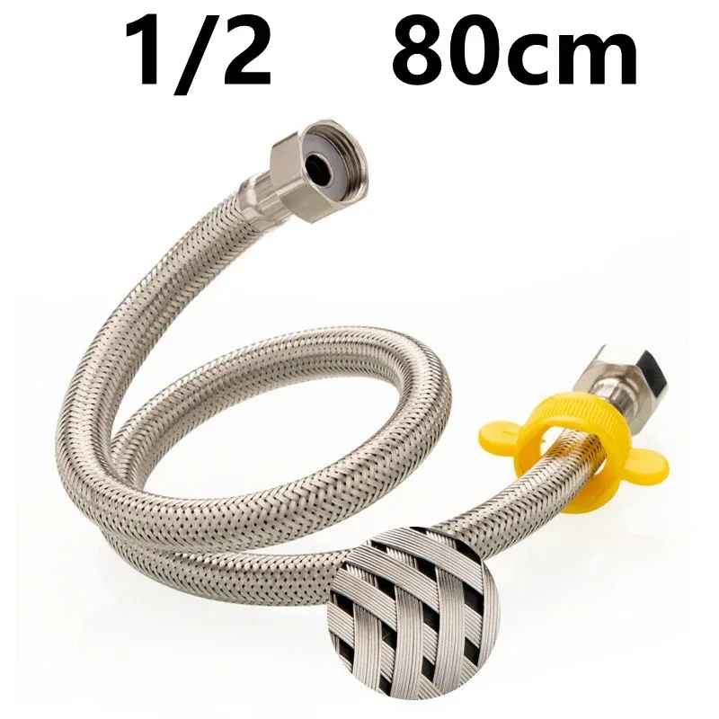 Water Pipe 304 Stainless Steel Faucet Braided 1/2 Inch Hot and Cold Water Faucet Inlet Hose Heater Flexible Connecting