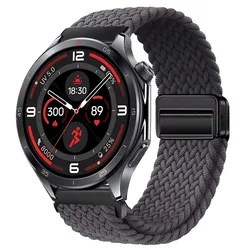 22mm Nylon Braided Comfortable Wristband Strap - OPPO Watch X3 X2 S (Space gray)