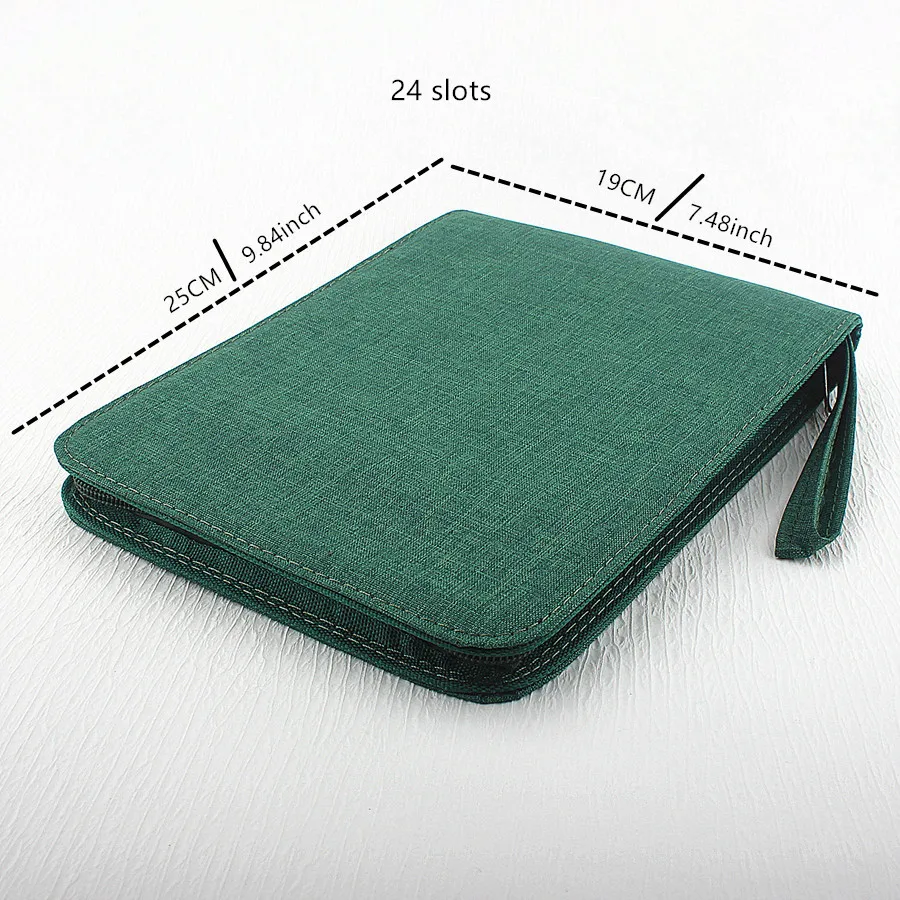 48 /24/10 Slots Fountain Pen Case, Canvas Pen Holder Display Pouch Bag Storage Large Capacity Waterproof 6