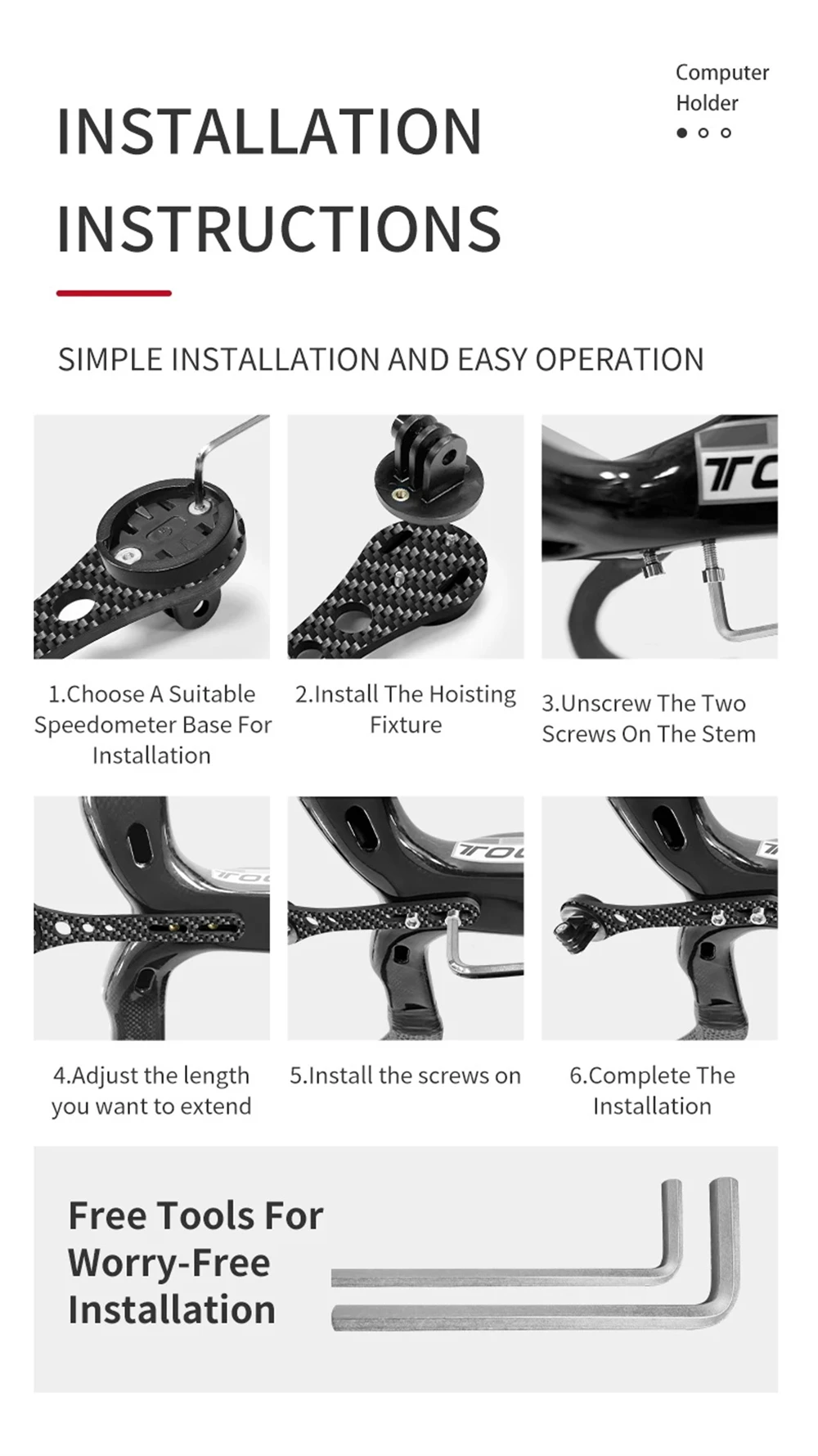 BKPTX CM-01 Carbon-Computerhalterung für Garmin/Bryton/Kamera, integrierter Lenker für Rennräder, 3K-Fahrradzubehör – Detail 13