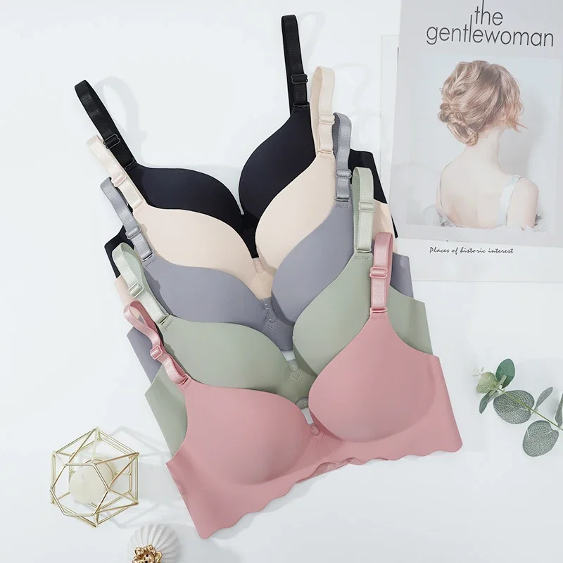 Women's Seamless Bra Deep U Underwear Sexy Lingerie Push Up Bras Girls Intimates Wire Free Bralette Female Simple Tops