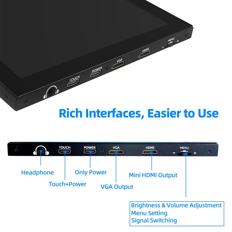 10.1 인치 IPS 휴대용 디스플레이 1280*800 HD LCD 터치 스크린 스피커 홀더 HDMI 호환 PC 라즈베리 파이 오렌지 파이
