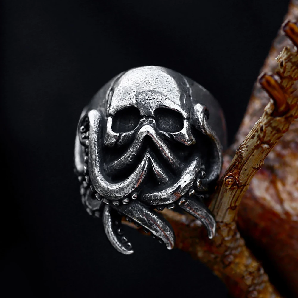 

New Antique Fashion Skull Octopus Rings For Men Boys Viking Squid Animal Ring Stainless Steel Retro Punk Jewelry Gifts Wholesale