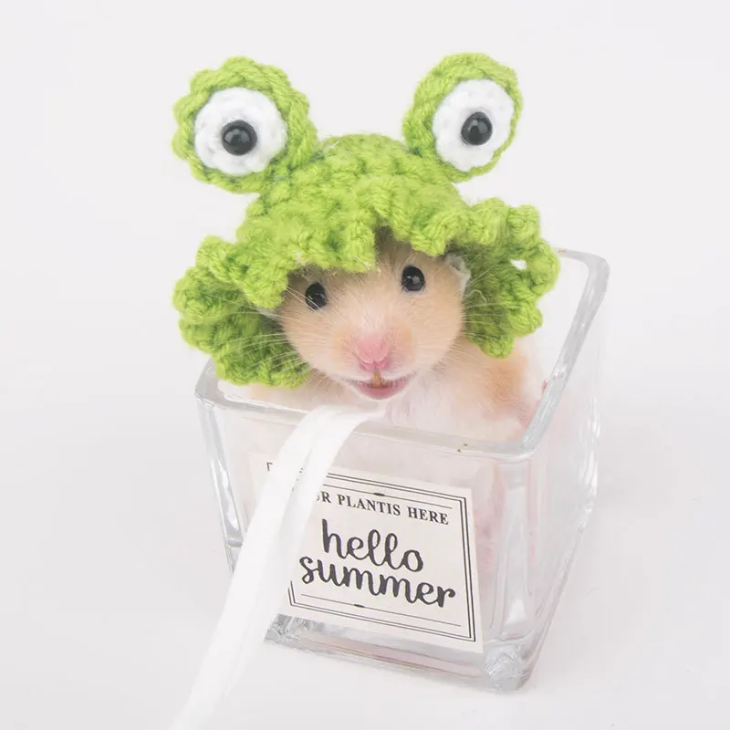 Small Animal Clothes Pet Headgear Handmade Knitted Hat Hamster Cute Headwear