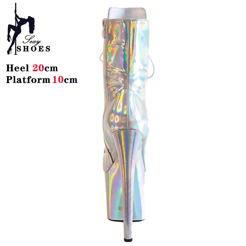 Sexy Radiance Ultral High Heels 20cm/8Inchs Women Ankle Boots Nightclub Catwalk Platform Boots Pole Dance Stripper Party Shoes