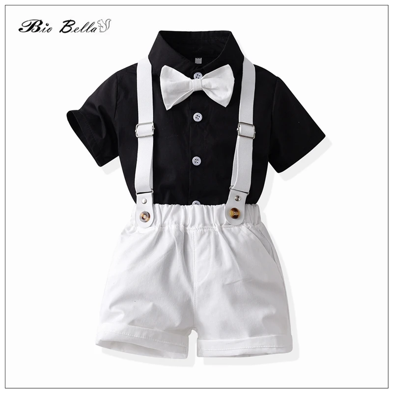 

Newborn Summer Gentlemen Clothing Sets Formal Handsome Short Sleeve TShirt Pants 1-6T Child Wedding Christmas Party Infant Sets