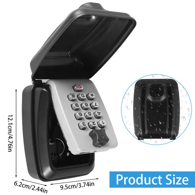 Wall Mounted Key Lock Box Resettable Code 4 Digit Combination Lock Key Safe Security Storage Box Organizer for Home Office Holds 6