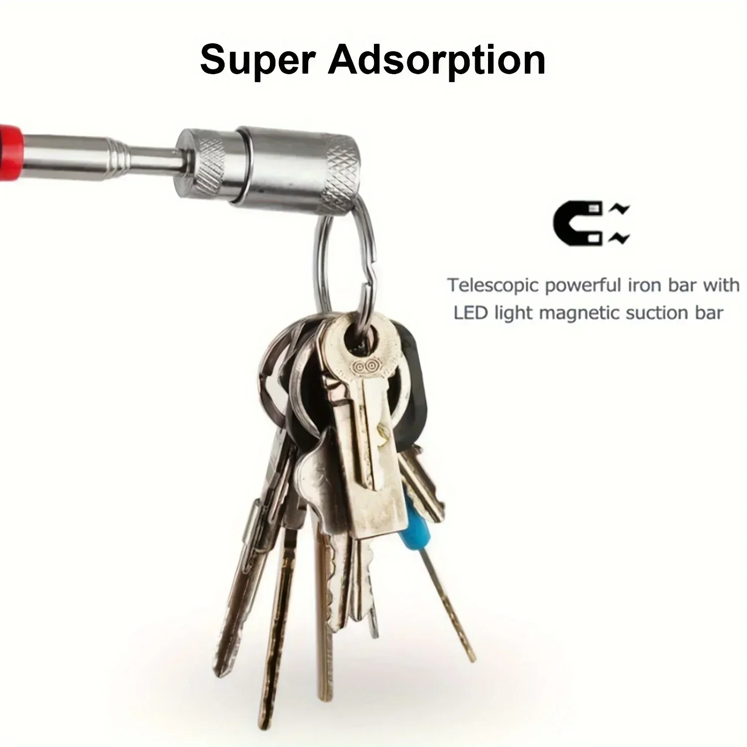 "Extendable Magnetic Pickup Tool with LED Light - Telescopic Magnet Rod for Mechanics & DIY Repairs (Portable Design)"