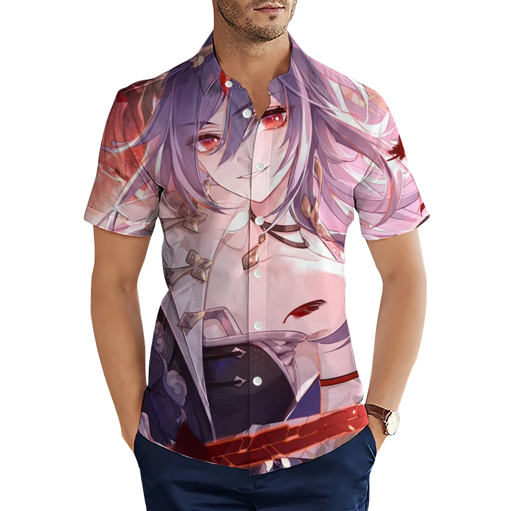 

CLOOCL Fashion Men's Shirts Japan Manga Genshin Impact Summer Shirt for Men Casual Beach Shirt Camisa Dropshipping