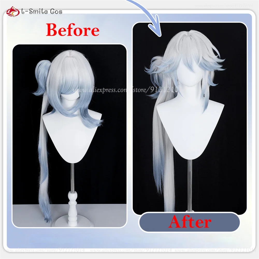 Yaoguang Cosplay Perücke 100cm Grau-Blau Hitzeresistent Synthetik Halloween 3
