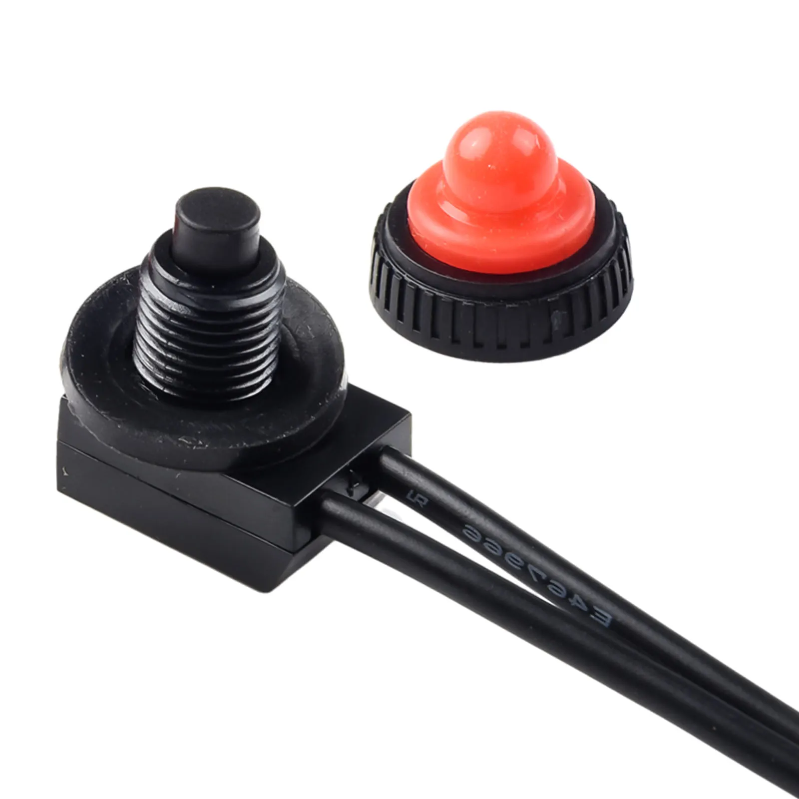 Ein-Aus-Schalter, Drucktastenschalter, rot/schwarz, Gummiabdeckung, robust, wasserdicht, mit Leitungen, Draht, 12 V, 250 V, 3 A, Bakelit-Basis, KP107 – Detail 14