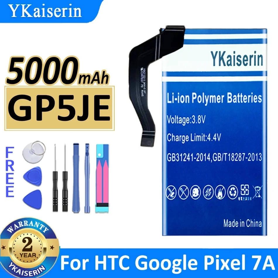 

YKaiserin 5000mAh Replacement Battery GP5JE for HTC Google Pixel 7A Moile Phone Batterie Bateria + Tracking Number