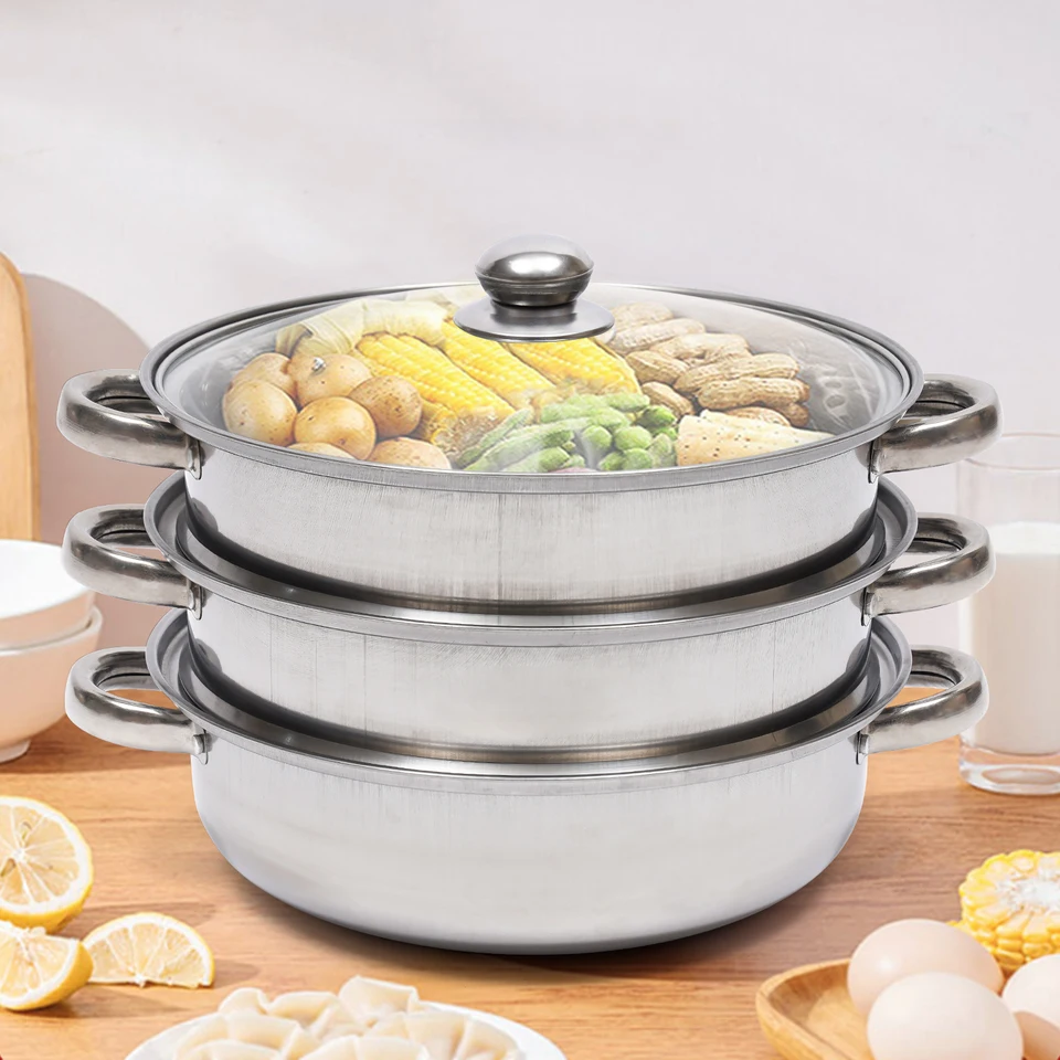 Triple Layer Stainless Steel Steamer Cooking Pot
