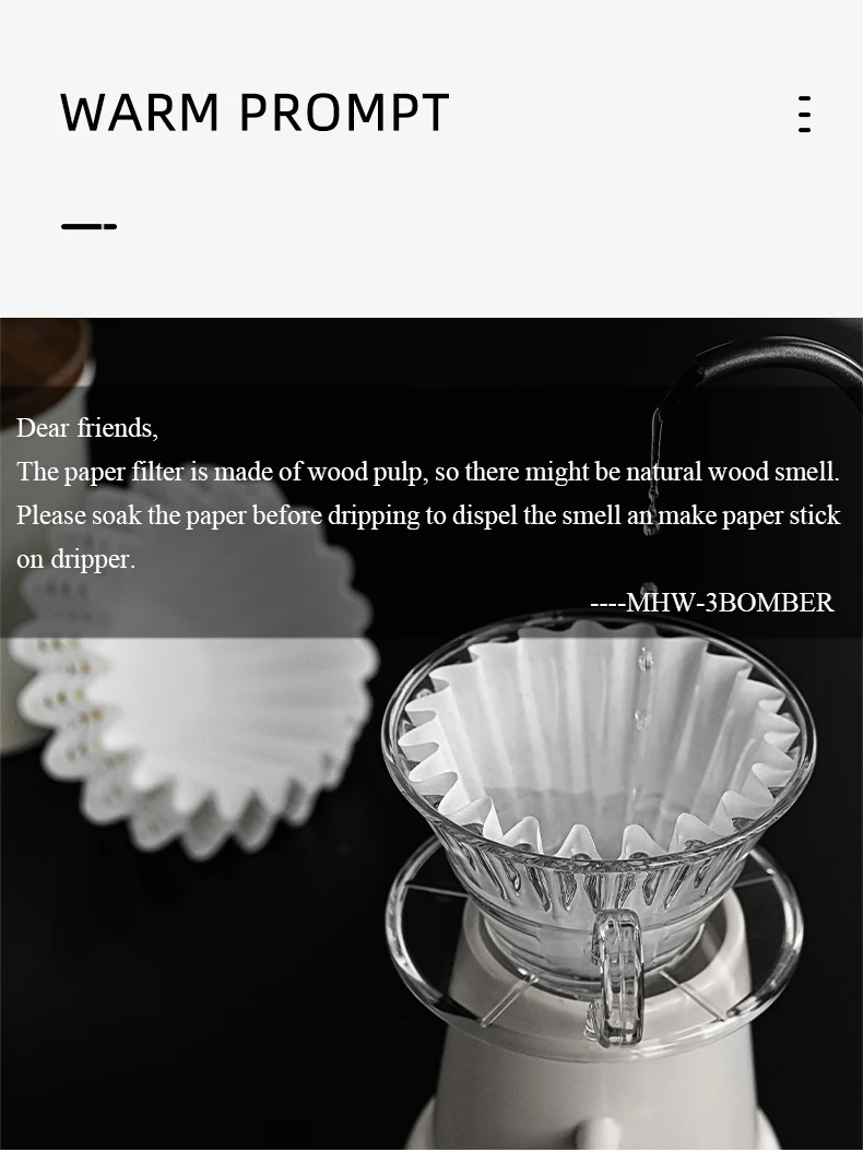 MHW-3BOMBER 50 Sheets of Cake Coffee Filter Paper for 1-4 Cups of Espresso Disposable Casual Home Hand Brewed Coffee Accessories Image 12