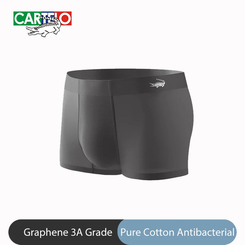 

CARTELO 1pc Men Pure Cotton Boxers Graphene 3A Grade Antibacterial Men Underwear Shorts Moisture Absorbent Soft Elastic Panties