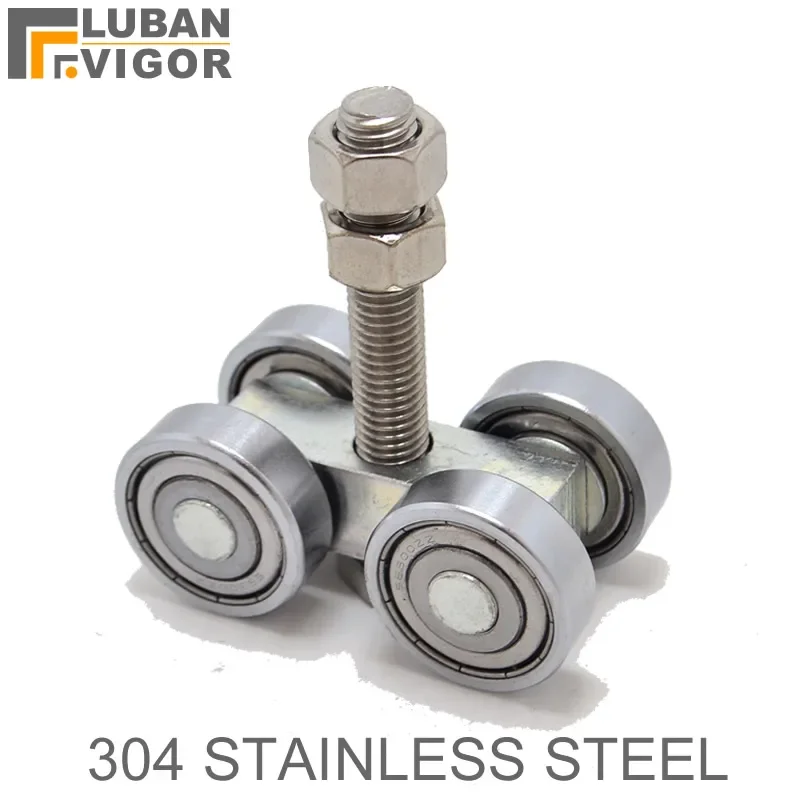 

SUS304 Heavy-duty sliding door hanging wheel Industrial warehouse sliding doors Orbital track Bearing 450KG Hanging pulley