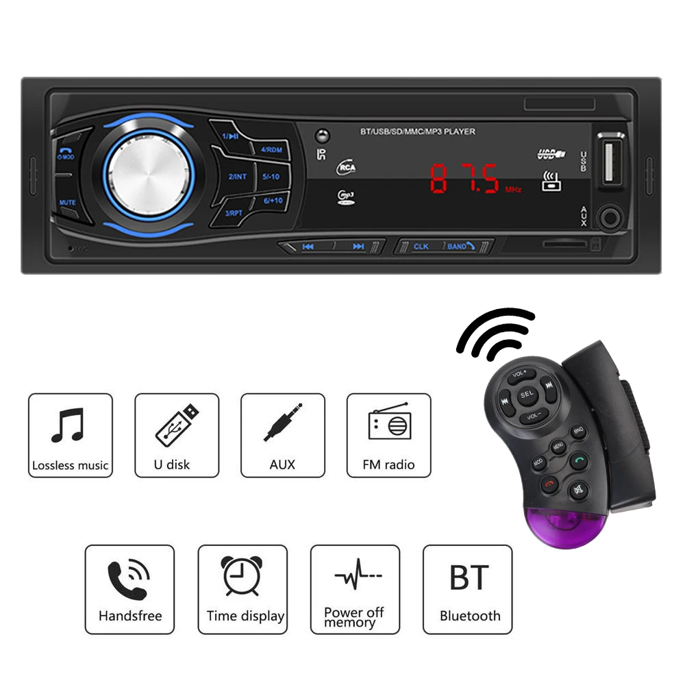 

Bluetooth Car Radio RCA Audio Subwoofer 1 Din USB MP3 Player Car Stereo FM Radio 1428