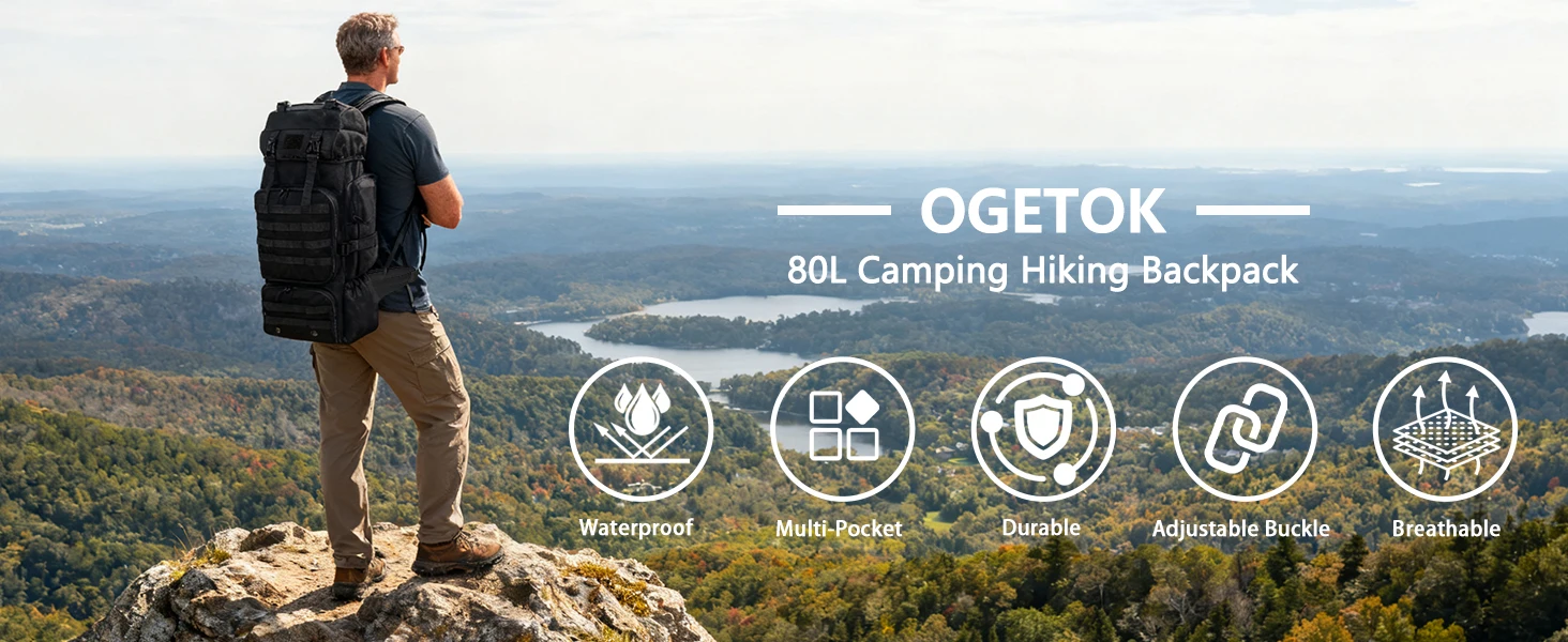 80L Hiking Backpack Camping Rucksack