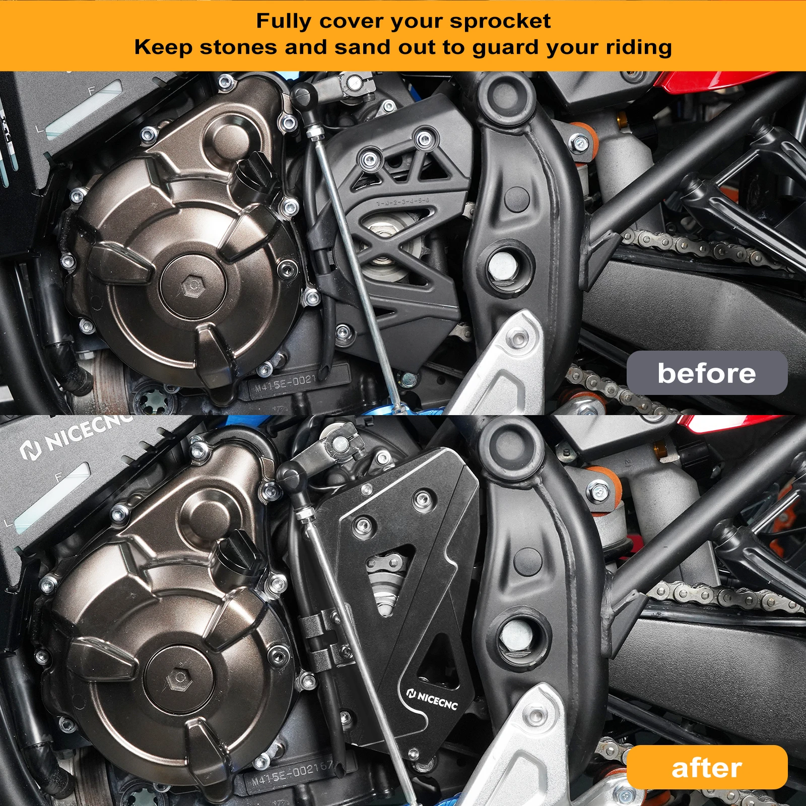 Für Yamaha Tenere 700 XTZ700 2019-2024 Schalthebel-Abdeckung Kettenschutz Kettenradabdeckung Rally Edition Tenere 700 Zubehör – Detail 13