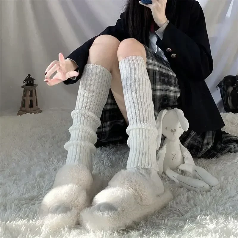 Y2K Women's Leg Warmers Japanese Lolita Long Socks Wool Knitted