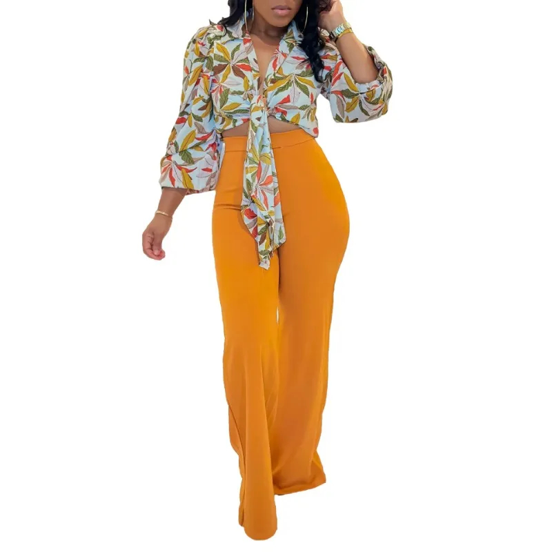 2 Piece Women Sets Dashiki African New Arrival Spring Autumn Matching Sets Two Pieces Sets Top Pants Suits Outfits Clothing 2 piece women sets 2023 new arrival spring autumn matching sets solid color two pieces sets top pants suits outfits clothing