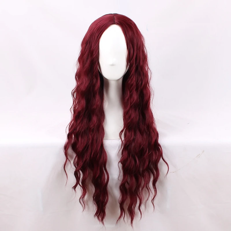 Gothic Lolita 55CM Long Red Curly Women Party Halloween Cosplay Wig+Wig Cap 