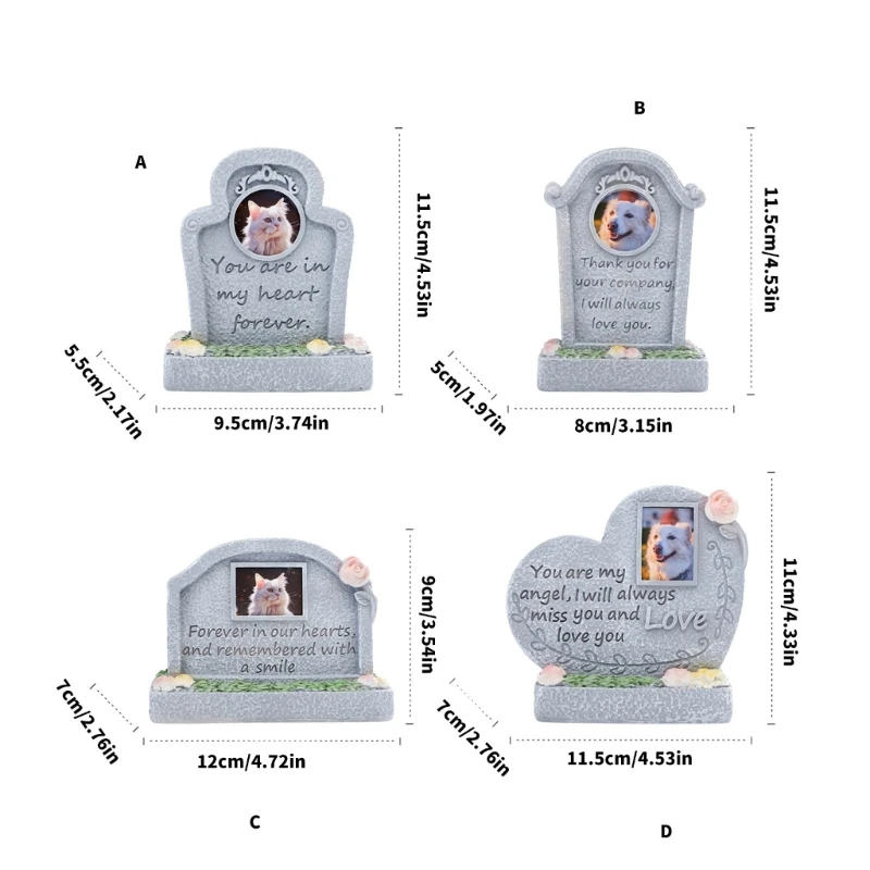 Engraved Sentence Pet Grave Stone Weatherproof Resin Memorial Grave Marker Cats Headstones for Pet Loss Garden Tributes